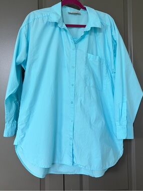 LOFT Aqua Button-Up Shirt